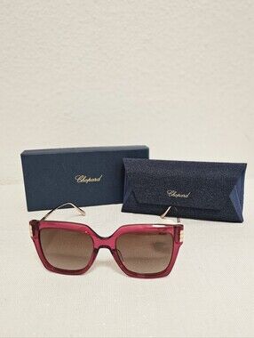 NWT Chopard Oversized Square Sunglasses - Translucent Pink & Brown Gradient